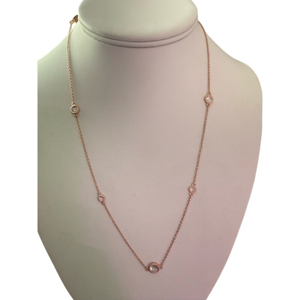 Judith Ripka 14k Rose Gold Clad Floating CZ Necklace NEW